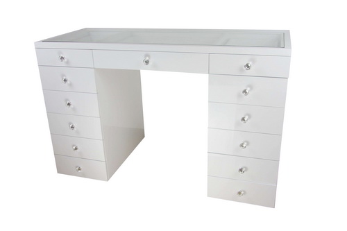 VA00007 White Vanity table for hollywood makeup mirrors